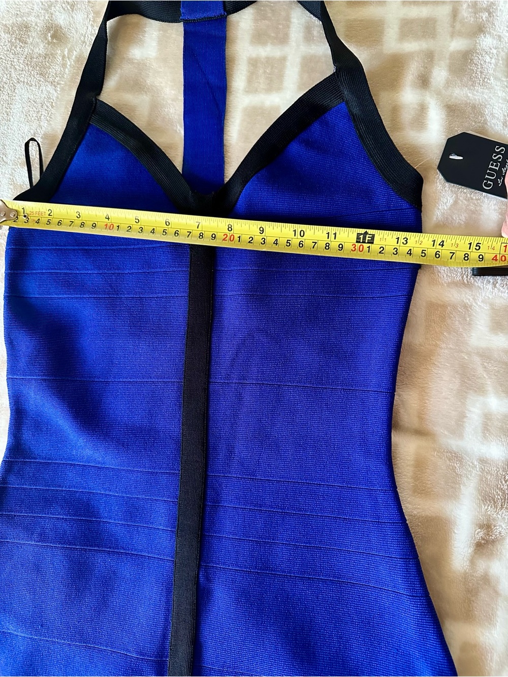 Guess Royal Blue and Black Halter Body-con Mini Dress - Picture 4 of 7
